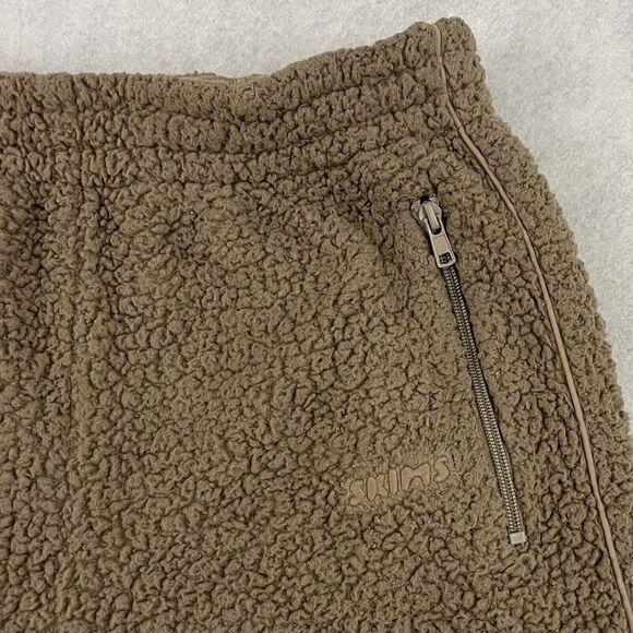 Skims Desert Teddy Track Pants Womens Small Brown Sherpa High Pile Fleece - Picture 9 of 11